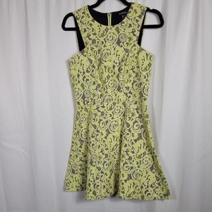 NWOT Bebe Yellow Lace Overlay Dress